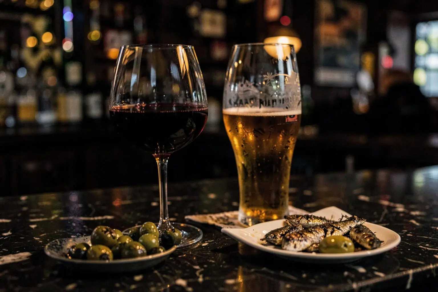 Moroccan wine and beer poured for an evening in Casablanca